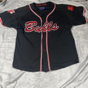 Vintage Starter Chicago Bulls Jersey Shirt Medium Black Button Front Embroidered